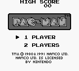 Pac-Man title screen for GameBoy